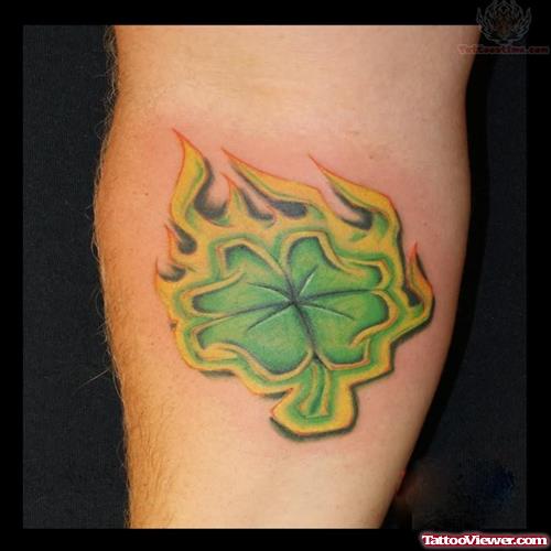 Flaming Fourleaf Tattoo