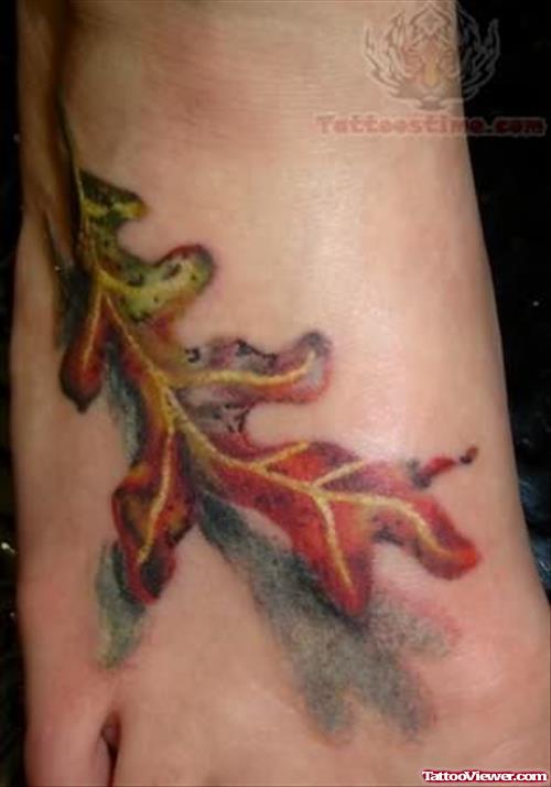 Leaf Tattoo For Foot