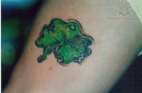 Green Clover Leaf Tattoo