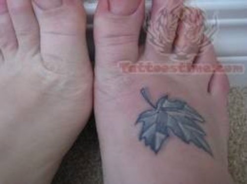 Cool leaf Tattoo On Foot