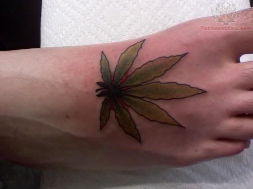 Leaf Tattoo On Foot