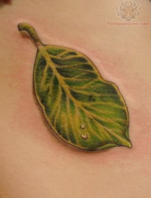 Awesome Green Leaf Tattoo