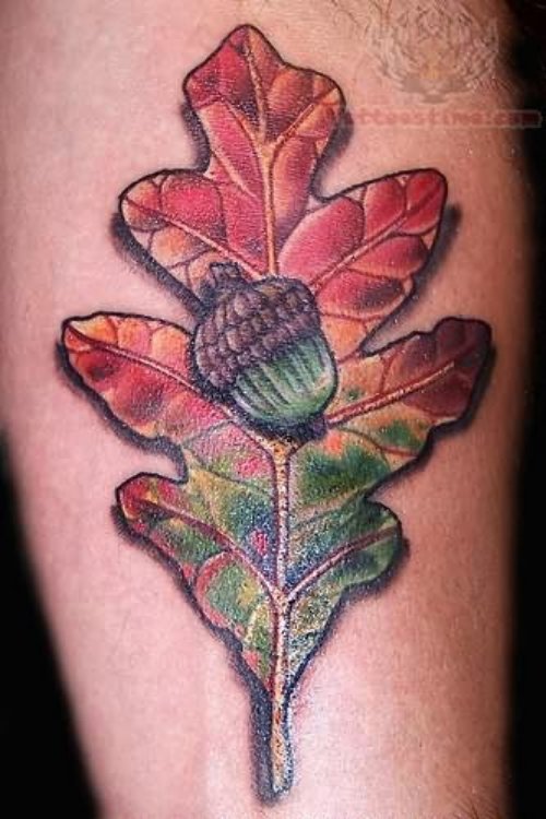 Beautiful Color Leaf Tattoo