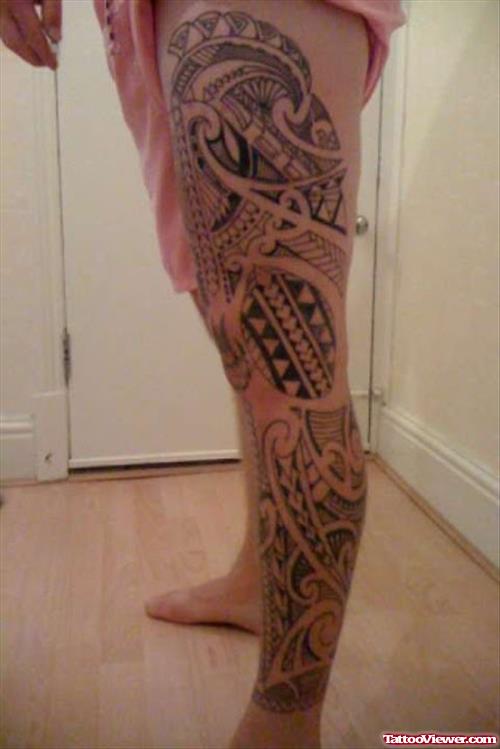 Samoan Left Leg Tattoo