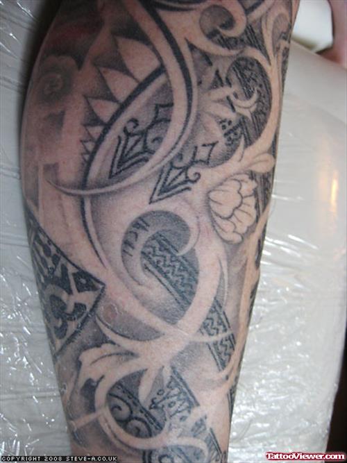 Polynesian Leg Tattoo