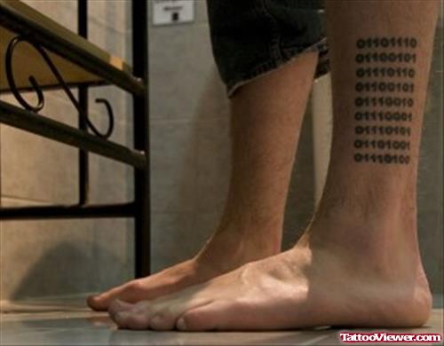 Binary Codes Leg Tattoo For Men