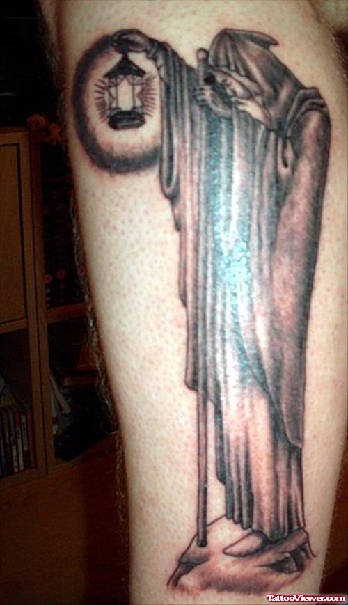 Virgin Mary Leg Tattoo For Men