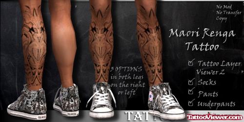 Maori Leg Tattoo For Men