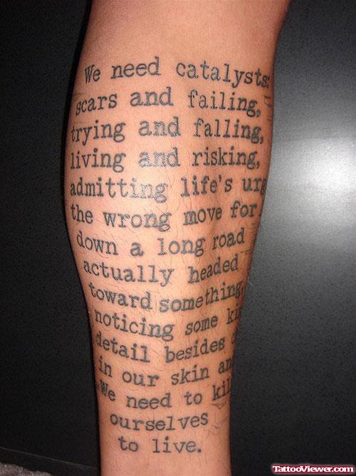 Letterin tattoos On Leg