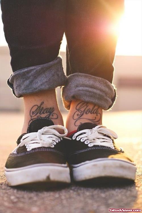 Star And Hearts Leg Tattoo