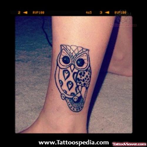 Owl Leg Tattoo For Girls