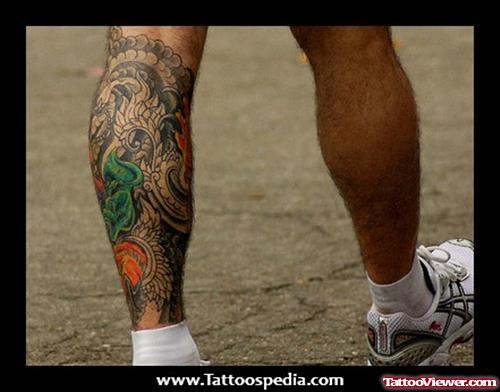 Japanese Back Leg Tattoo