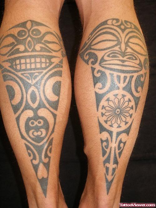 Maori Back Leg Tattoo