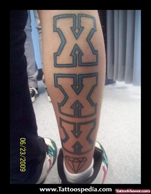Straight Edge Leg Tattoo