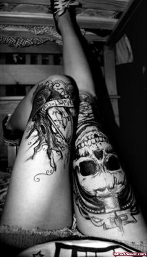 Skulls Leg Tattoos