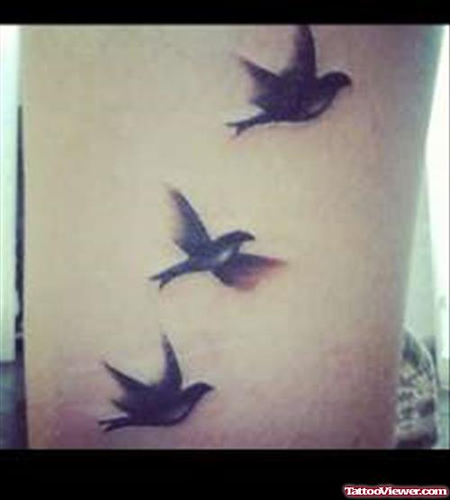 Flying Birds Leg Tattoo