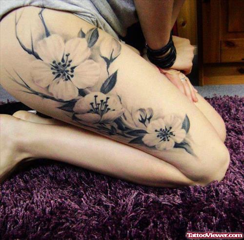 Beautiful Flowers Leg Tattoos