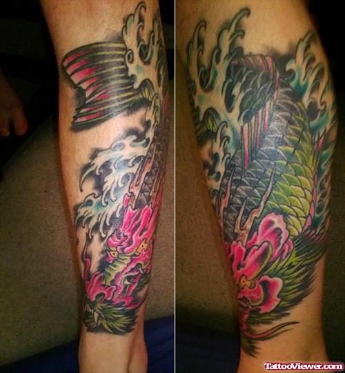 Japanese Dragon Leg Sleeve Tattoo