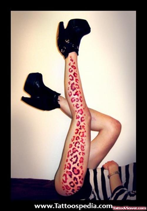 Leopard Prints Leg Tattoo