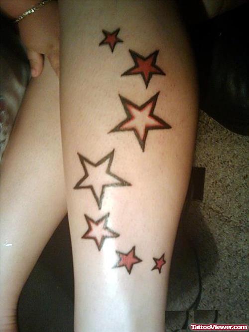 Attractive Stars Leg Tattoo