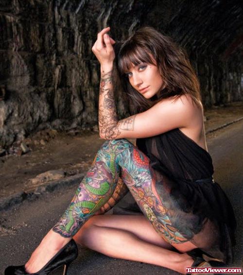 Colore dInk Leg Tattoo For Women