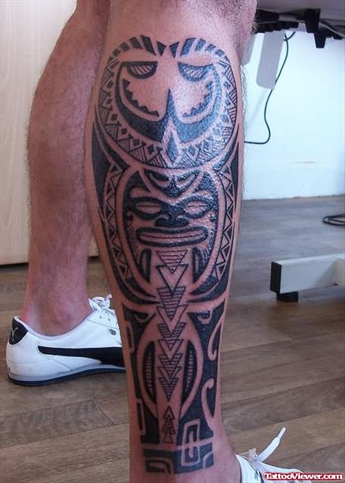 Celtic Maori Leg Tattoo