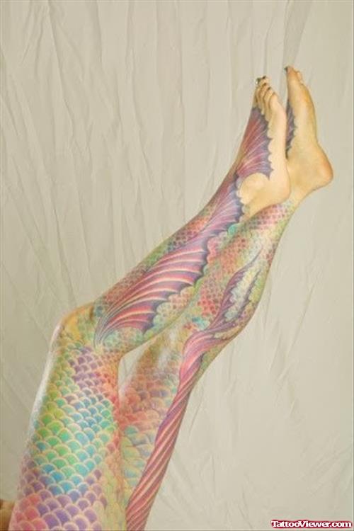 Awesome Colored Leg Tattoos