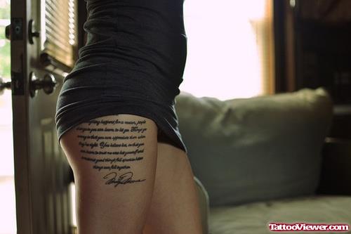 Lettering Side Leg Tattoo