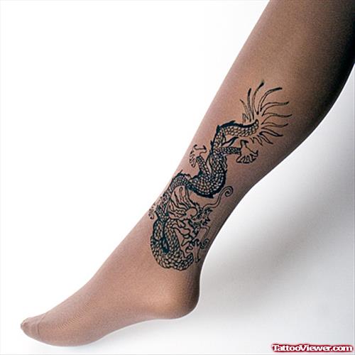 Dragon Tattoo On Right Leg