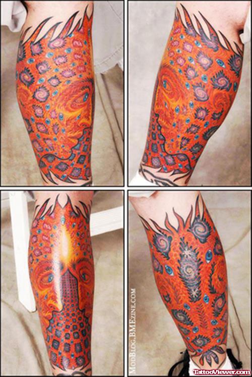 Classic Colored Leg Tattoos