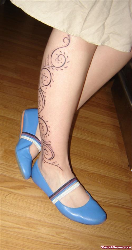 Best Swirl Leg Tattoo