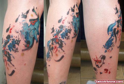 Abstarct Color Leg Tattoo