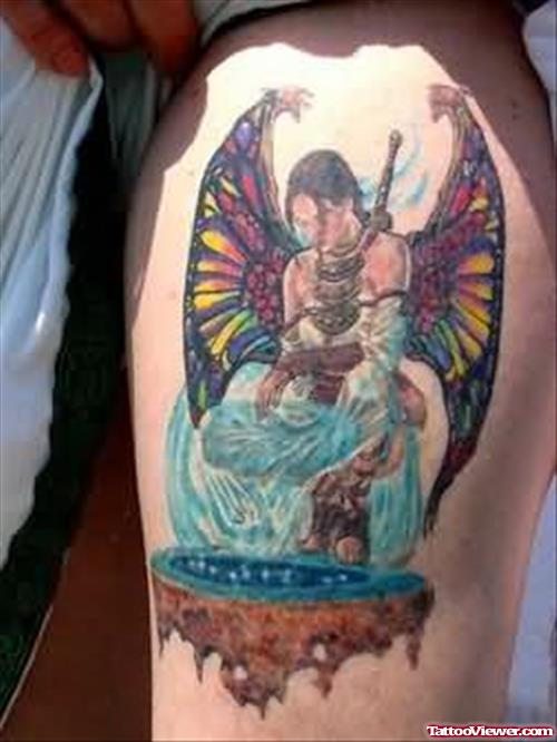 Fairy Girl Tattoo On Leg