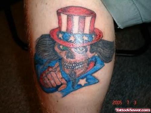 American Design Tattoos On Leg