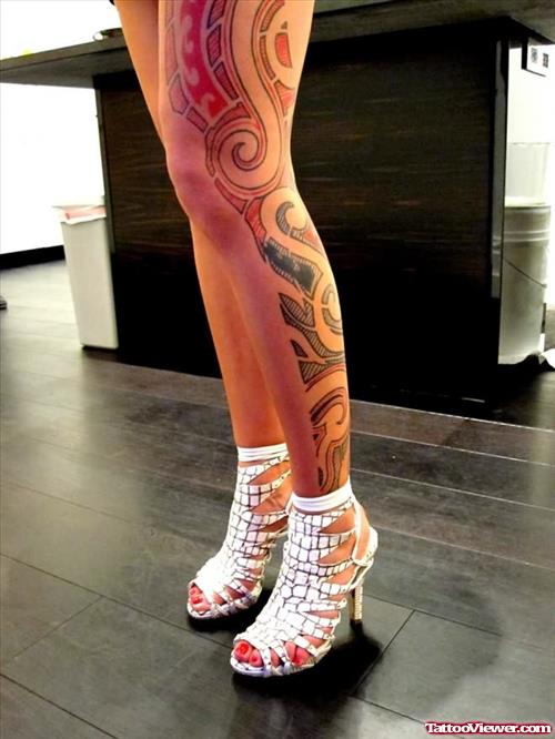 Trendy New Leg Tattoo