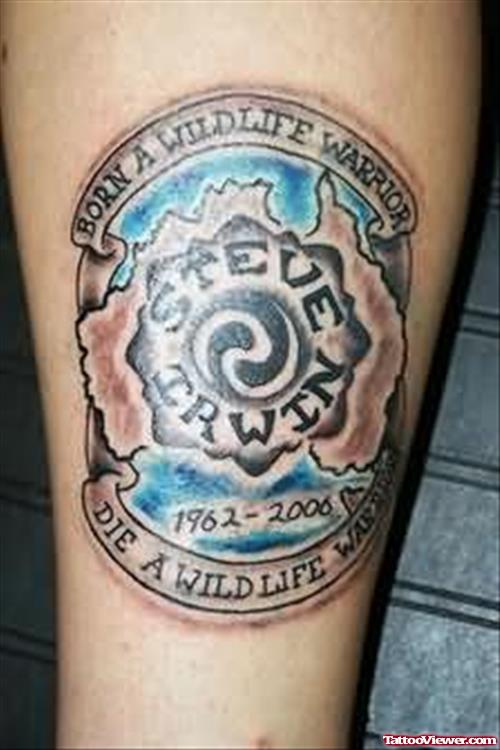 Memorial Tattoo  Image On Leg
