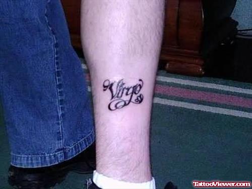 Zodiac Virgo Tattoo On Leg