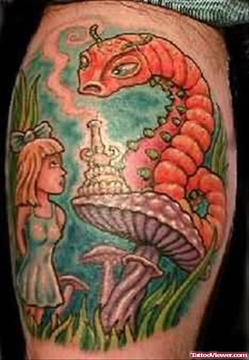 Fantasy Dragon Tattoo On Leg