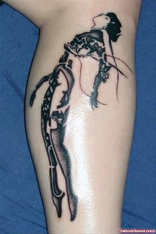 Ghost Shell Tattoo On Leg