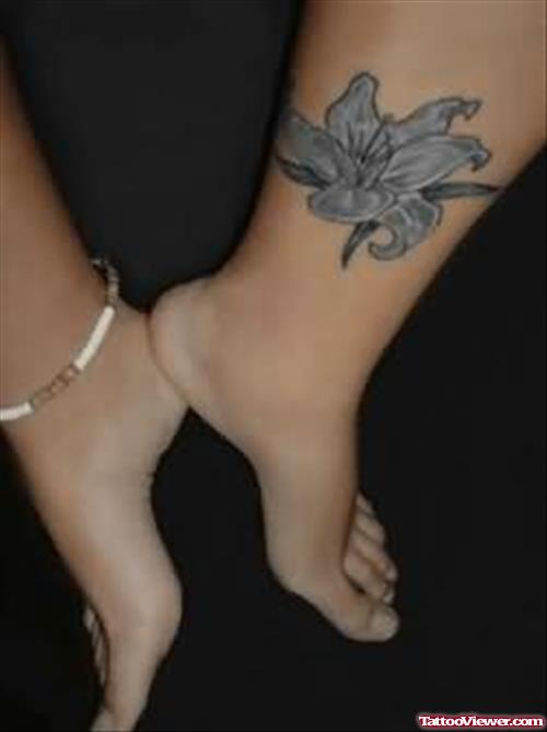 Hibiscus Tattoo On Leg For Girls
