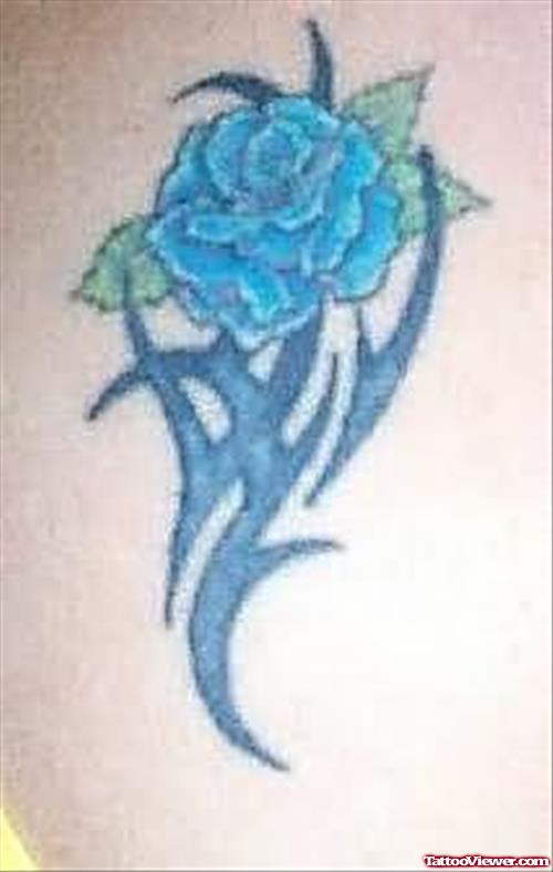 Blue Rose Tattoo On Leg