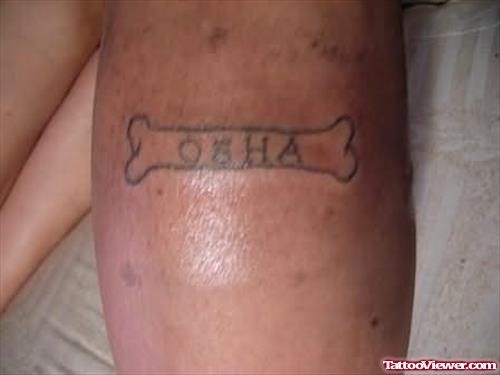 Homemade Bone Tattoo On Leg