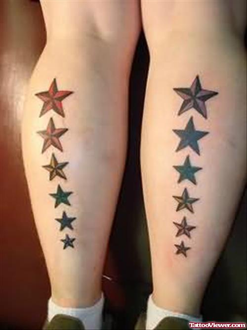 Stars Tattoo On Back Leg