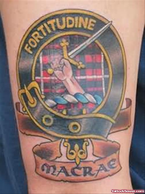 Family Crest Tattoo On Leg