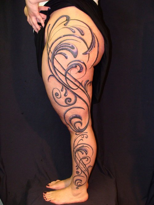 Swirl Leg Tattoo