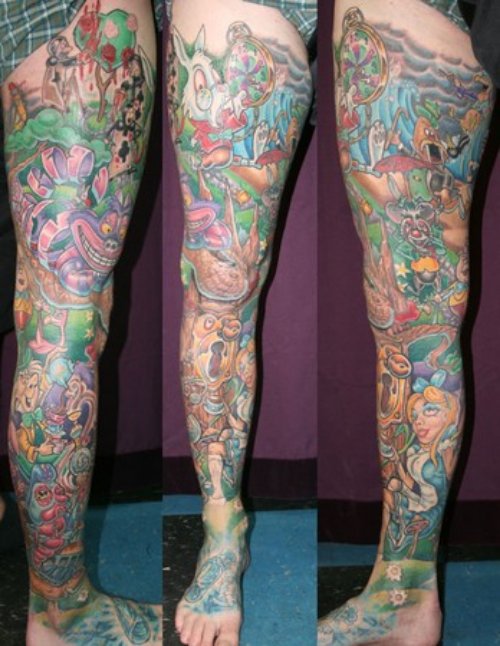 Amazing Colored Leg Tattoo For Men