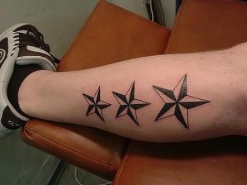 Amazing Stars Tattoo On Leg