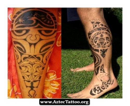 Aztec Maori Leg Tattoo