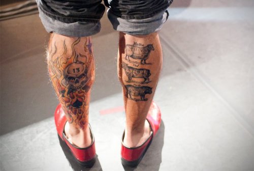 Skull And Fire Tattoo On Leg