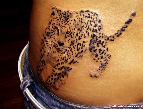 Amazing Leopard Tattoo On Waist